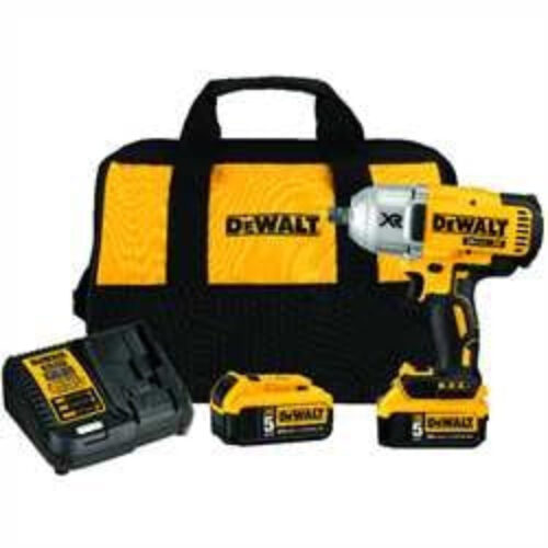 Factory Refurbished Dewalt 20V MAX* XR® High Torque 1/2″ Impact Wrench w. Detent Pin Anvil Kit (5.0Ah) DCF897