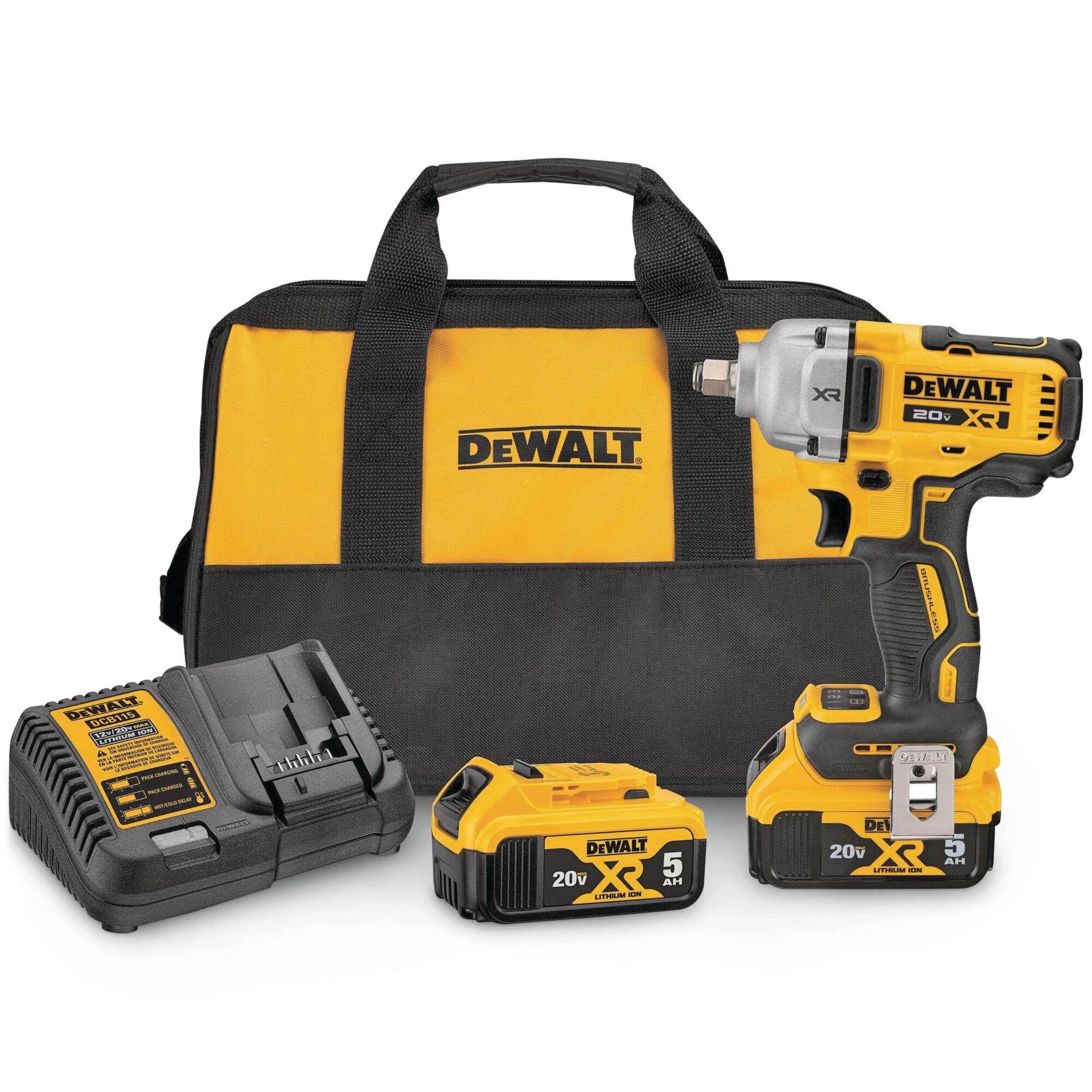 Factory Refurbished DEWALT 20V MAX* XR® Cordless 1/2-in Mid-Range Impact Wrench Kit with Hog Ring Anvil DCF891P2
